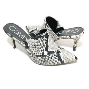 Calvin Klein Grecia, Snake Skin Mules, 10 NIB